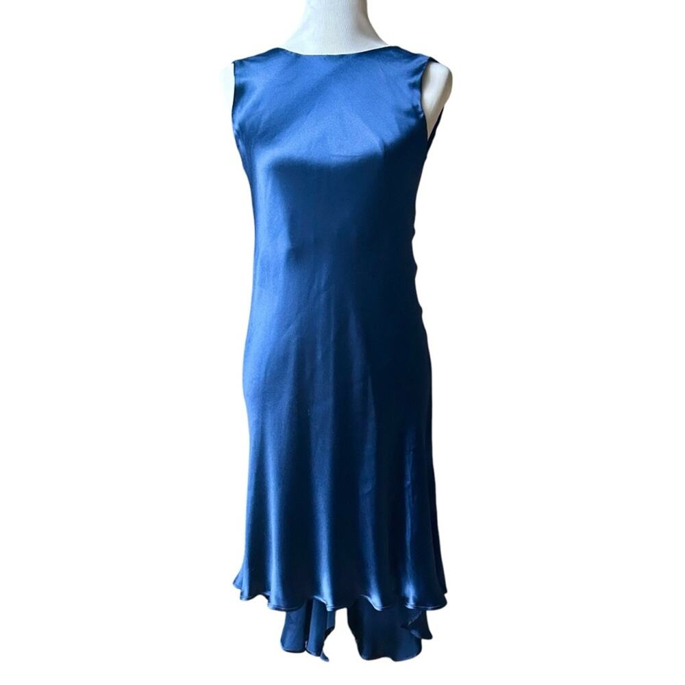 NWT Giorgio Armani navy silk high low midi dress sz 6/42 Spring wedding guest